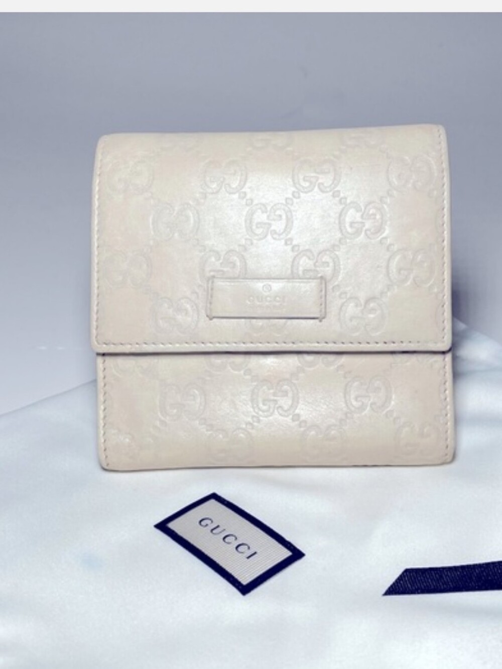 Gucci Cream Guccissima Light Beige and Ivory..Embossed GG Leather Wallet